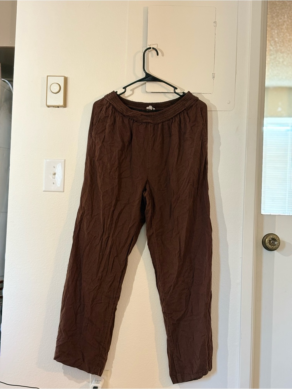 aerie Chocolate Brown Smocked Waist Pull-On Trousers